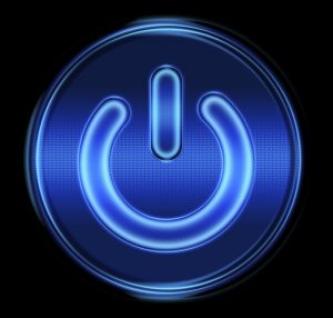 Electric blue power button